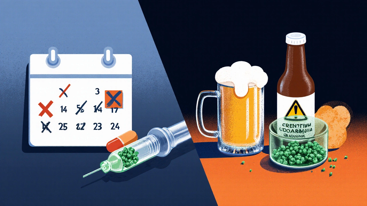 Rozbitý rozvrh odnášek tablet, mléko, alkohol a biofilm na katétru ukazují faktory snižující účinnost.