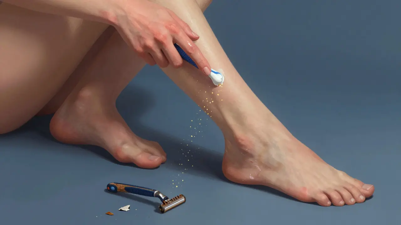 Pozdější péče o kůži po holení s hydratačním krémem a viditelným uklidněním.