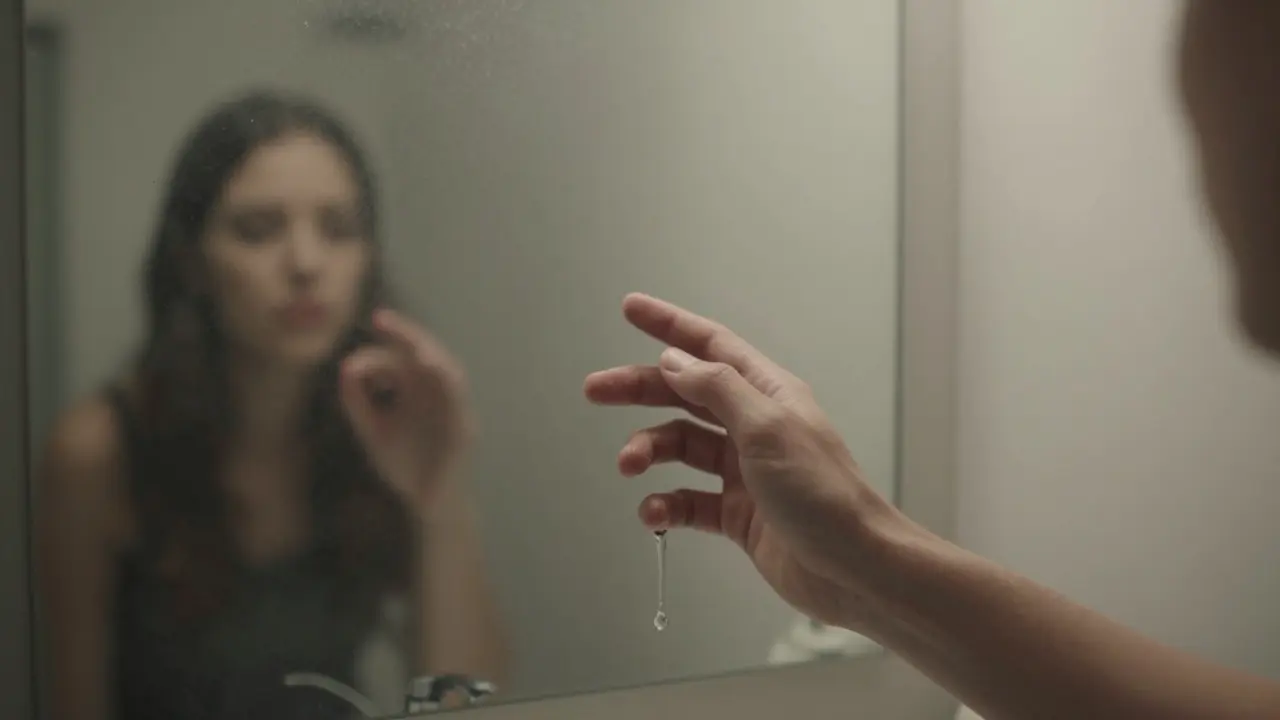 Ruka se táhne k zrcadlu, ale v odrazu je jen rozmazaný obraz.