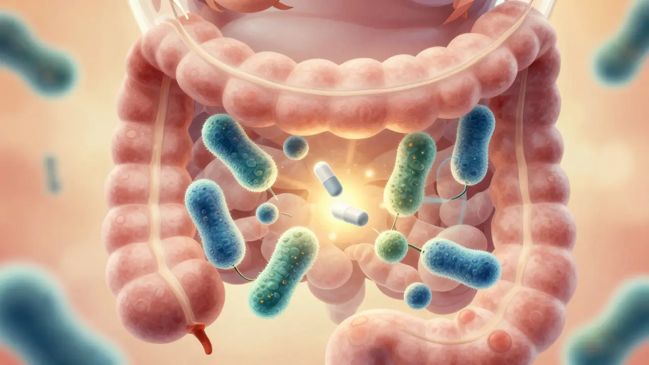 Probiotika a glutamin regenerující střevní stěnu.