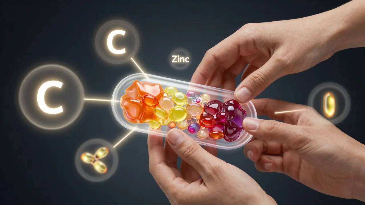 Ruce podporují kloub s kolagenem a výživnými látkami jako vitamín C, zinek a měď