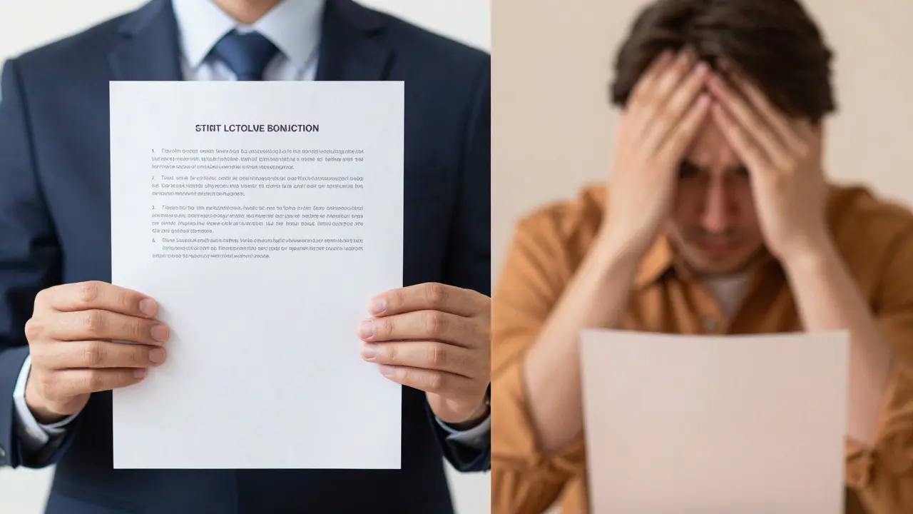 Profesionální člověk s dokumentem versus nejistá postava