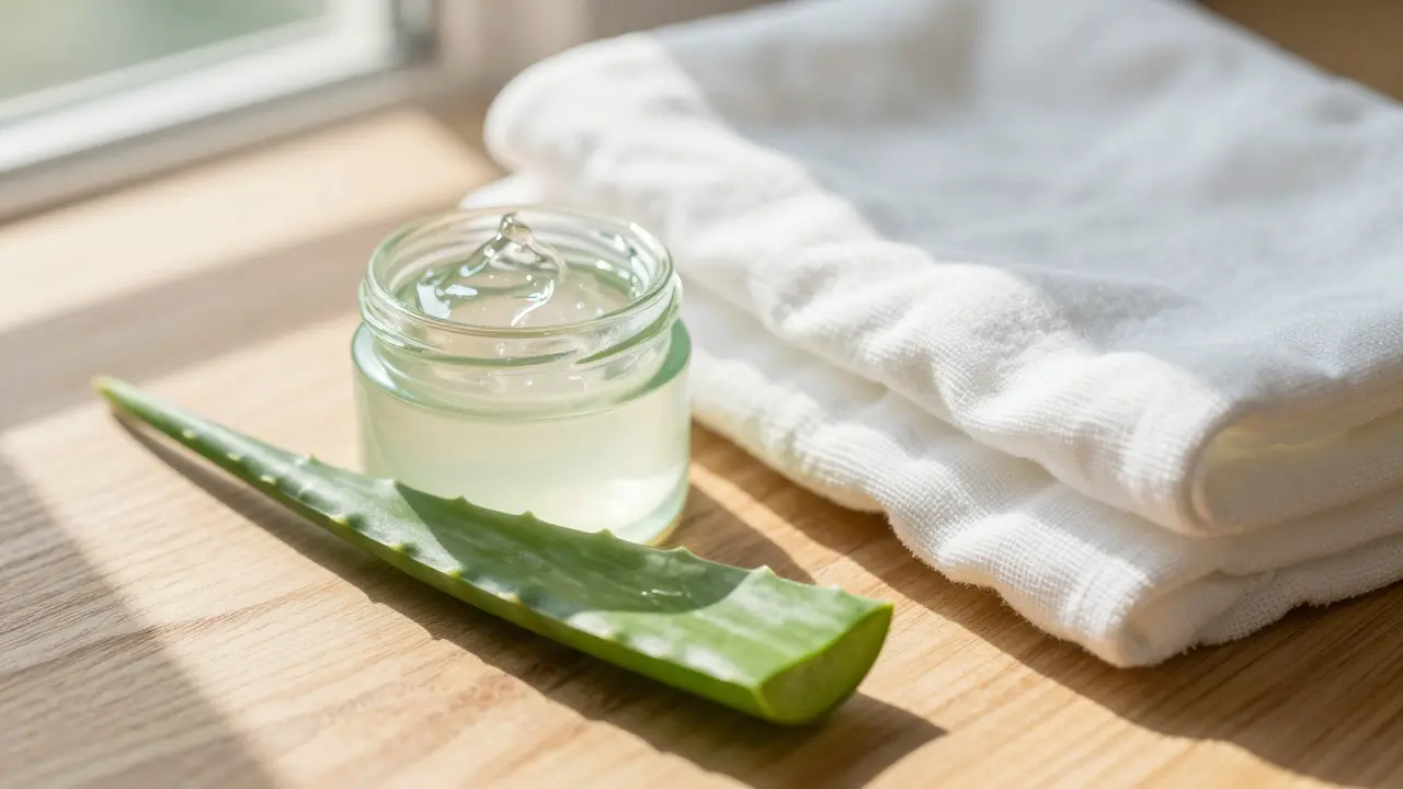 Aloe vera gel a bavlněná látka pro péči o pleť