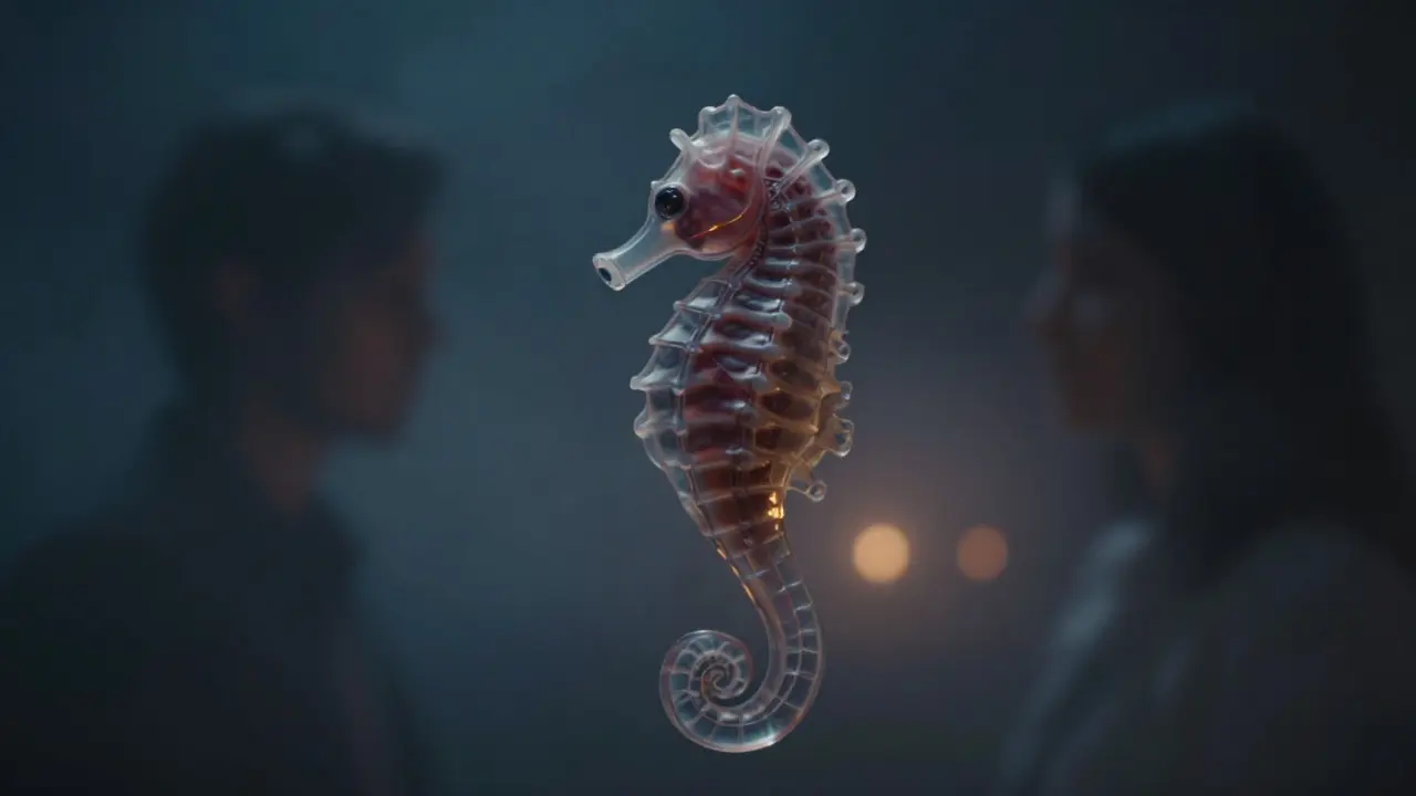 Hippocampus rozpadající se ve tmě, symbolizující ztrátu paměti a blackouty