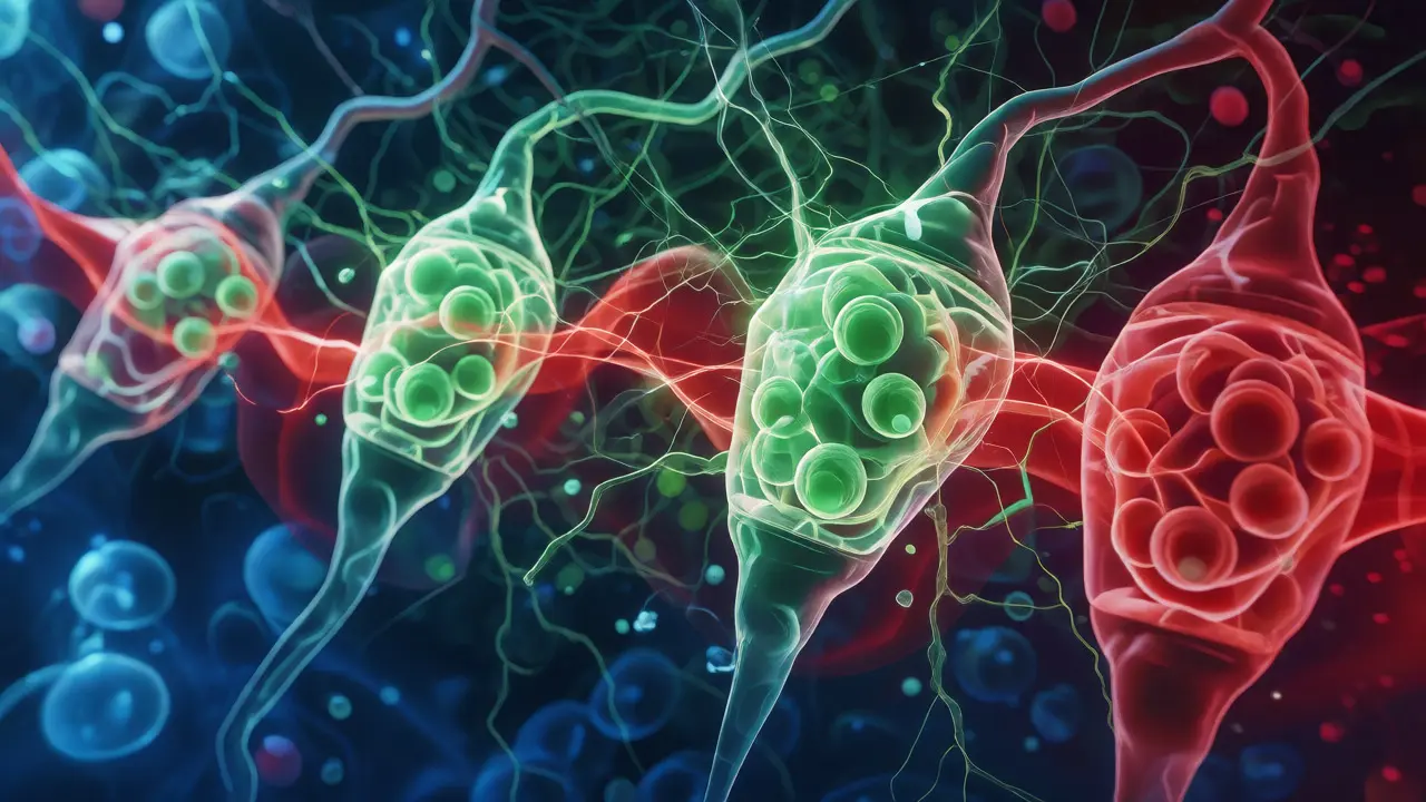 Abstraktní vizualizace nerovnováhy neurotransmiterů v mozku