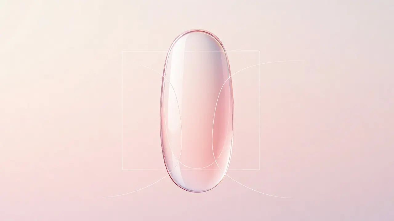 Konceptuální ilustrace geometrie oválného tvaru nehtu